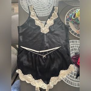 Black satin pajamas